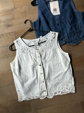 Together White Embroidered Cotton Camisole